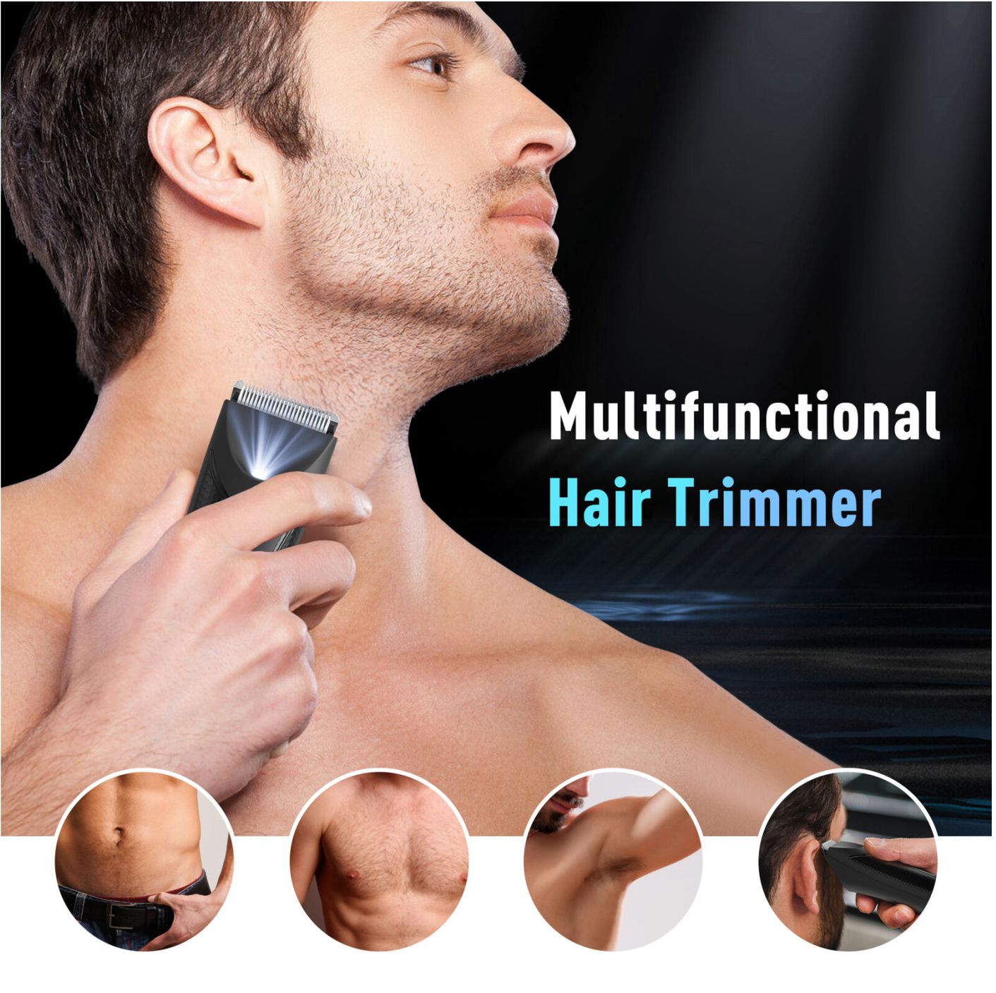 SEJOY Electric Pubic Hair Trimmer Waterproof LED Groin UNISEX Body Shaver Groomer